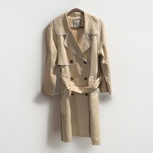 Bagatelle Collection Trench Overcoat‎ Linen Cotton Blend Women's Size Large NWT